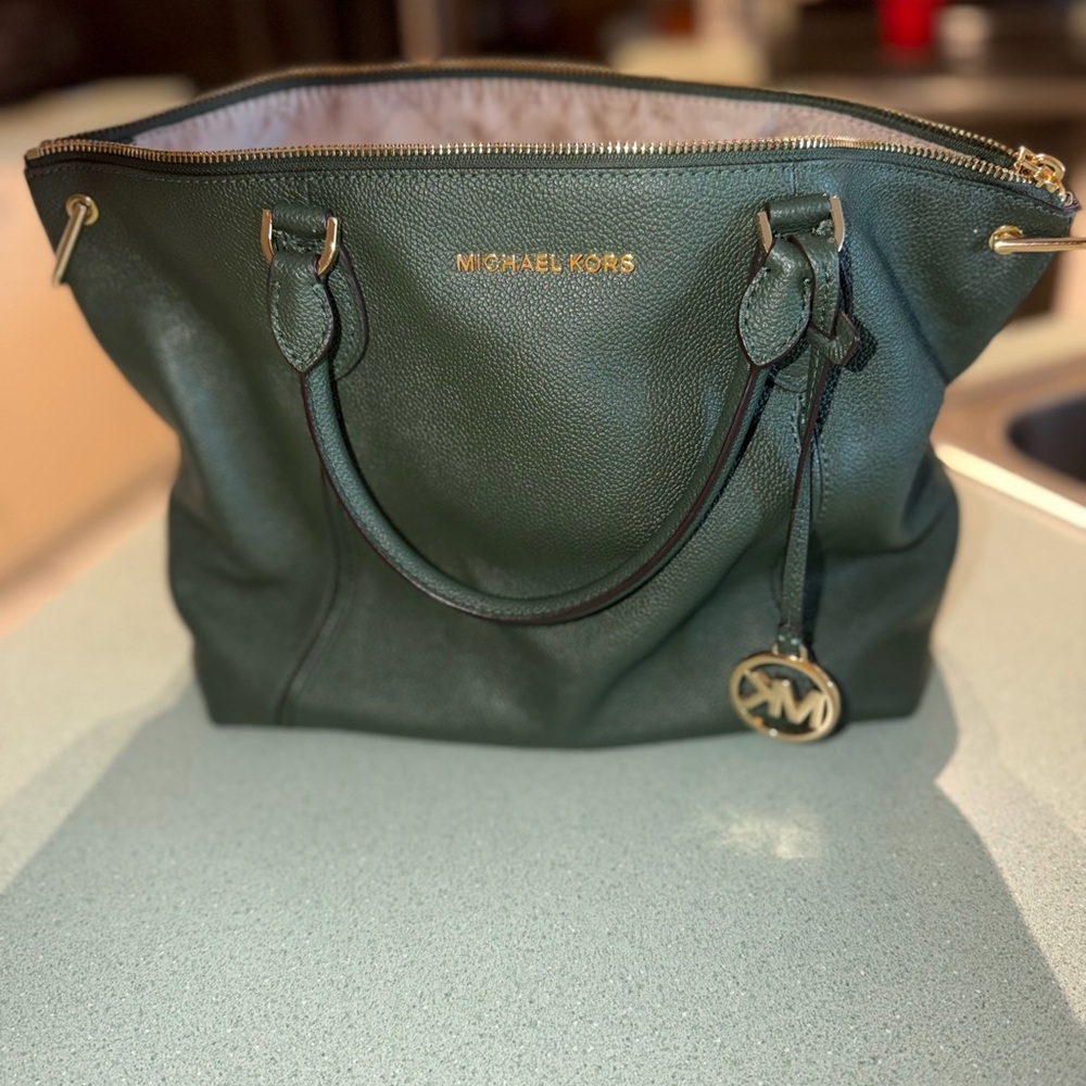 Michael Kors Dark Green Tote Bag